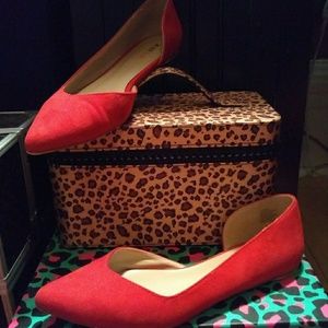 Red d'orsay flat shoes